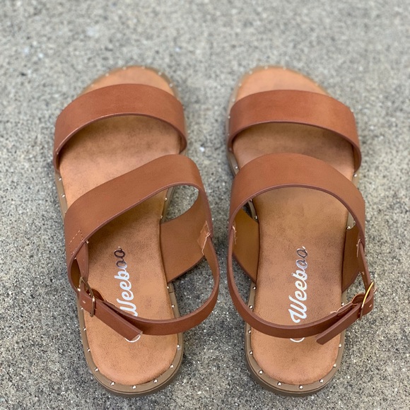 Weeboo Tan Double Strap Lining Ankle Strap Sandal - Picture 3 of 4